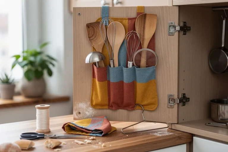 DIY: con un pezzo di stoffa crea un organizer per utensili da cucina